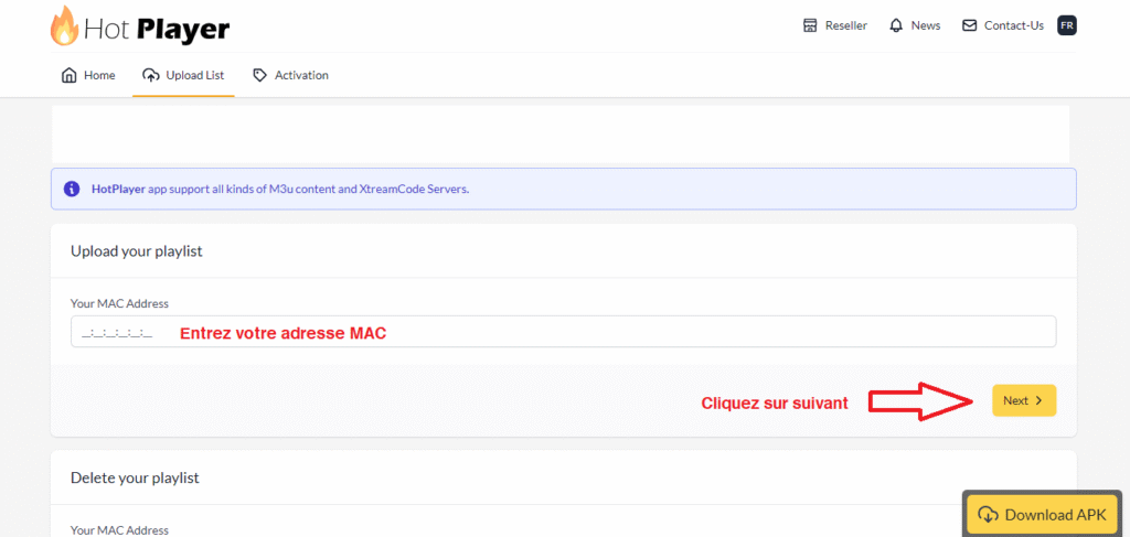 premiere etape piur charger la liste des chaines sur l'application hot iptv